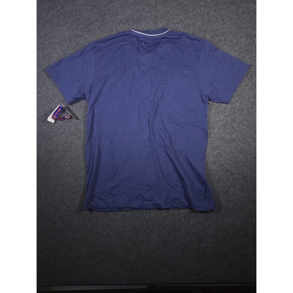 Badge Shirt Mens Small S Stretch Blue Regular Short Sleeve V Neck Y2K NWT A2 - Picture 8 of 11